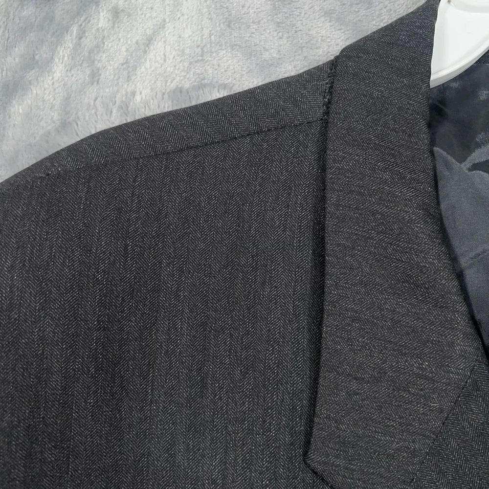 Armani‎ Collezioni Suit Jacket Mens 56L Dark Gray 3 Button Blazer Italy Wool